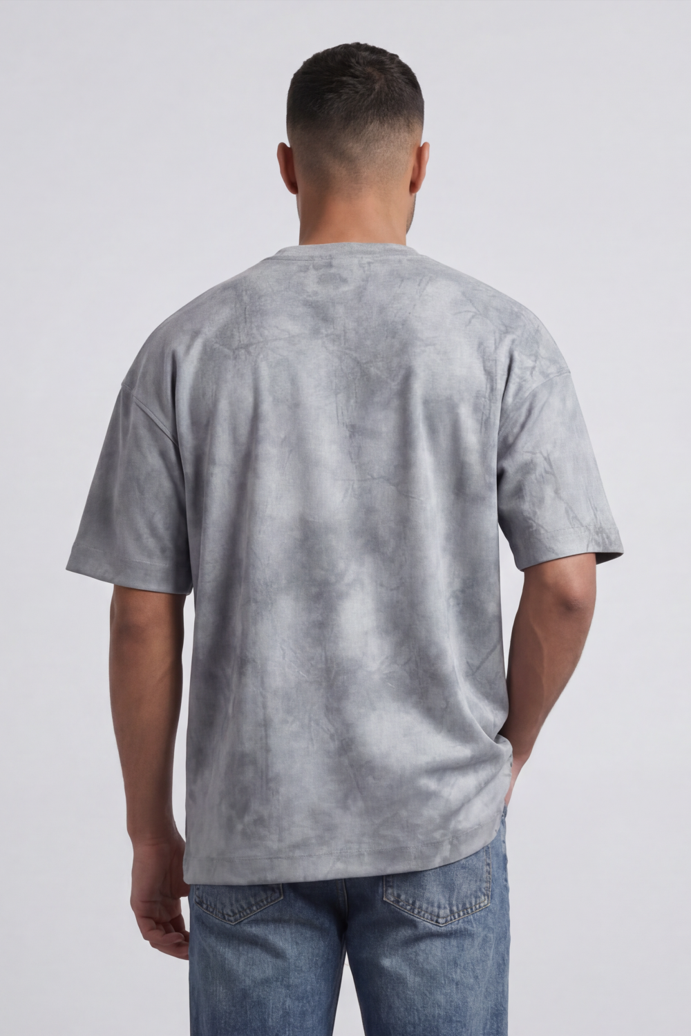 Men’s Tomato Store Sand Haze Oversized T-Shirt Mineral Cloud Wash Spreads Across The Body With Soft Smoky Texture Relaxed Fit