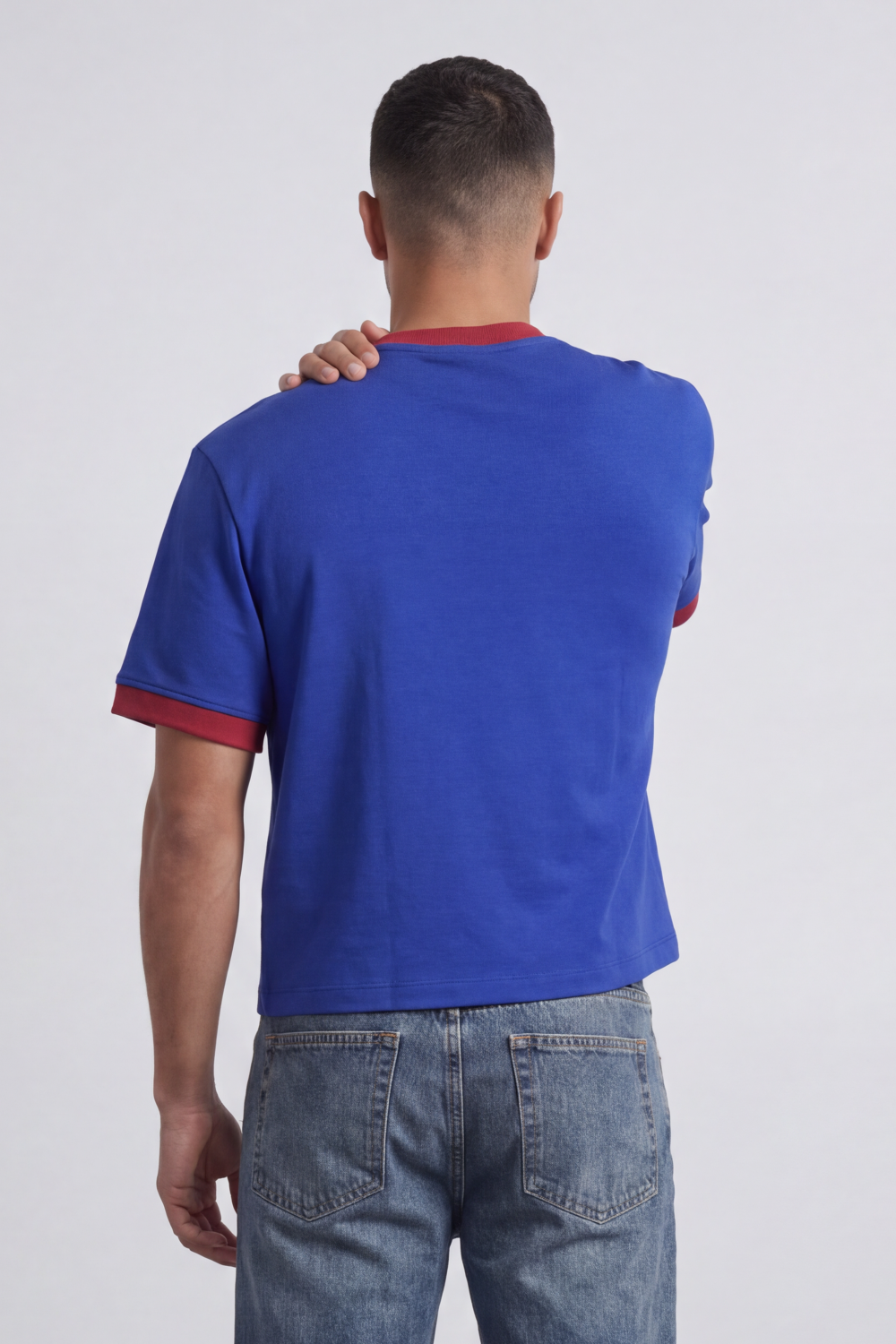 Men’s Tomato Store France Varsity Cropped Box Fit T-Shirt Arch France Typography And Flag Artwork Centered