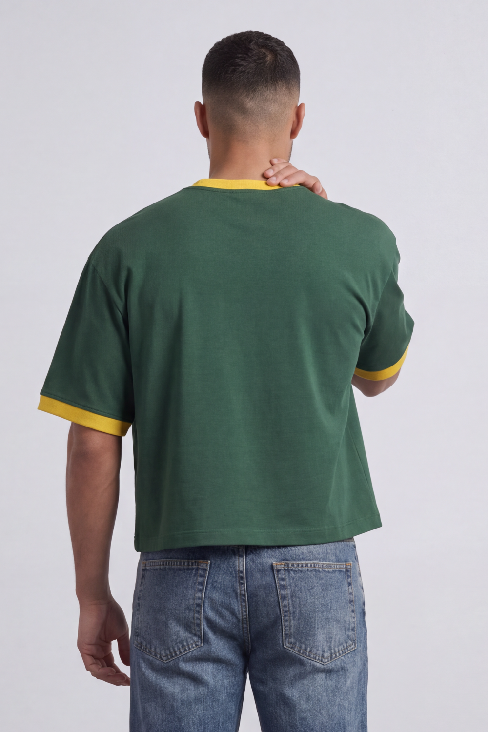 Men’s Tomato Store Brazil Varsity Cropped T-Shirt Arch Brazil Typography With Center Flag Artwork Box Fit
