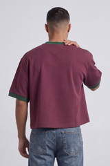 Men’s Tomato Store Portugal Varsity Cropped T-Shirt Box Fit Arch Portugal Typography With Center Flag Artwork