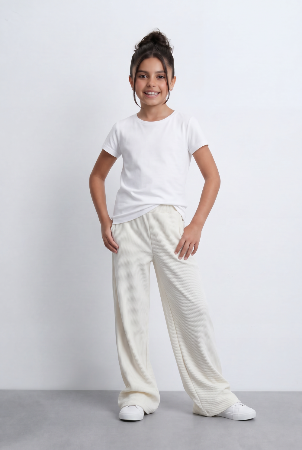 Girl's Tomato Store Ribbed Knit Sweatpants Relaxed Fit Casual Comfortable Soft Elastic Waist