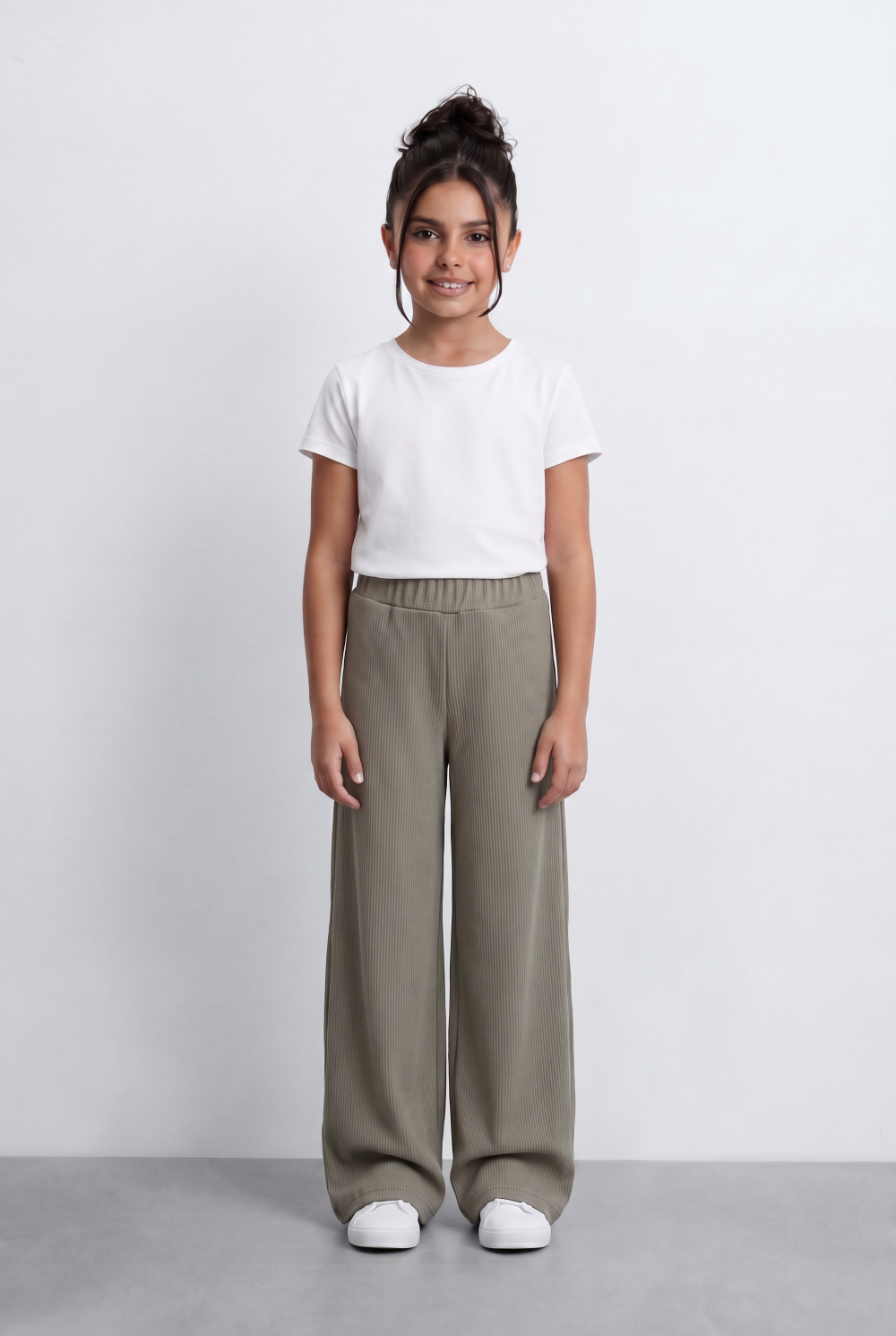 Girl's Tomato Store Ribbed Knit Sweatpants Relaxed Fit Casual Comfortable Soft Elastic Waist