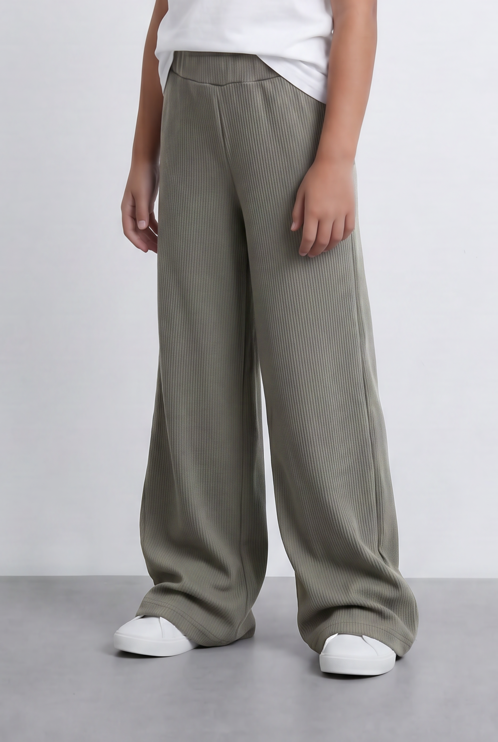 Girl's Tomato Store Ribbed Knit Sweatpants Relaxed Fit Casual Comfortable Soft Elastic Waist