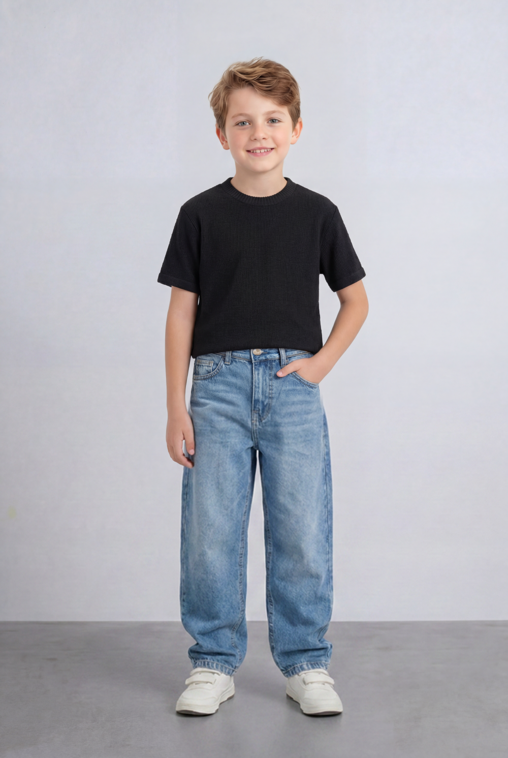 Boy's Tomato Store Boyfriend Denim Pants Mid Rise Flow Washed Vintage Finish