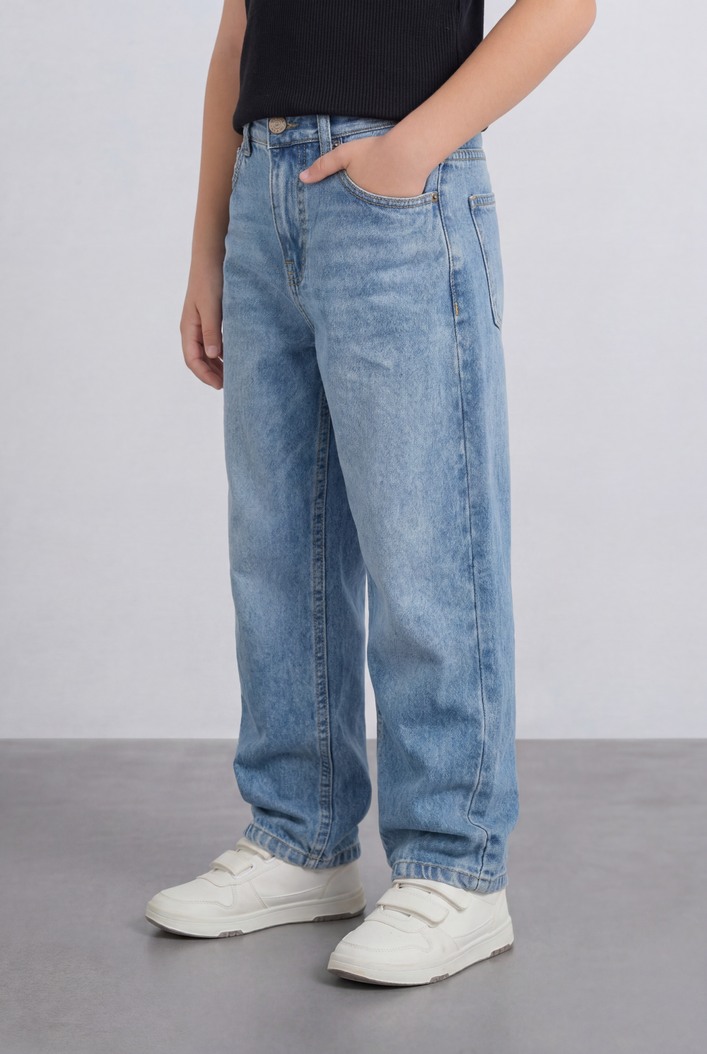 Boy's Tomato Store Boyfriend Denim Pants Mid Rise Flow Washed Vintage Finish