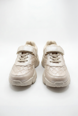 Girl's Textured Chunky Sneaker Side Panels Wide Hook And Loop Strap Chunky Durability Smooth Stride Shoes