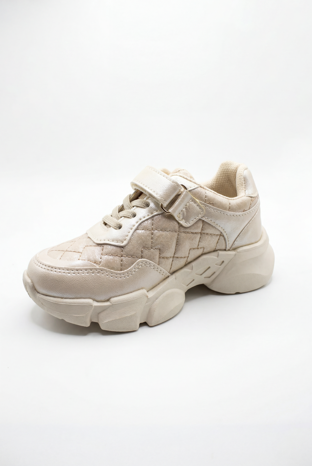 Girl's Textured Chunky Sneaker Side Panels Wide Hook And Loop Strap Chunky Durability Smooth Stride Shoes