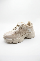 Girl's Textured Chunky Sneaker Side Panels Wide Hook And Loop Strap Chunky Durability Smooth Stride Shoes