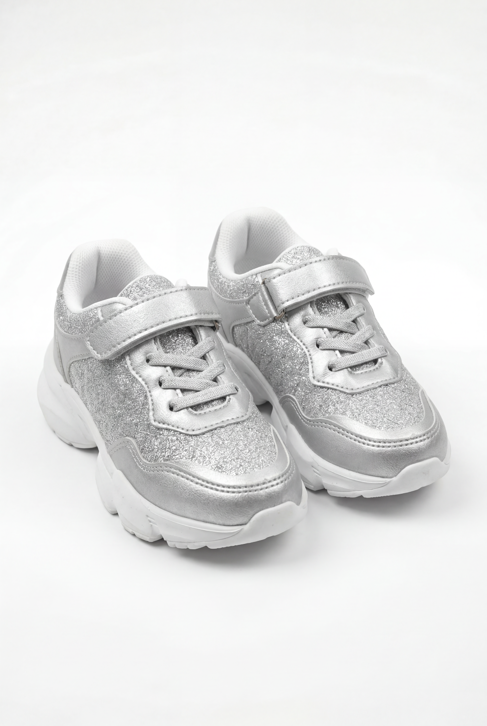 Girl's Textured Chunky Sneaker Side Panels Wide Hook And Loop Strap Chunky Durability Smooth Stride Shoes