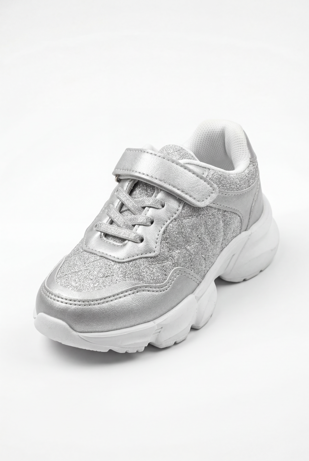 Girl's Textured Chunky Sneaker Side Panels Wide Hook And Loop Strap Chunky Durability Smooth Stride Shoes