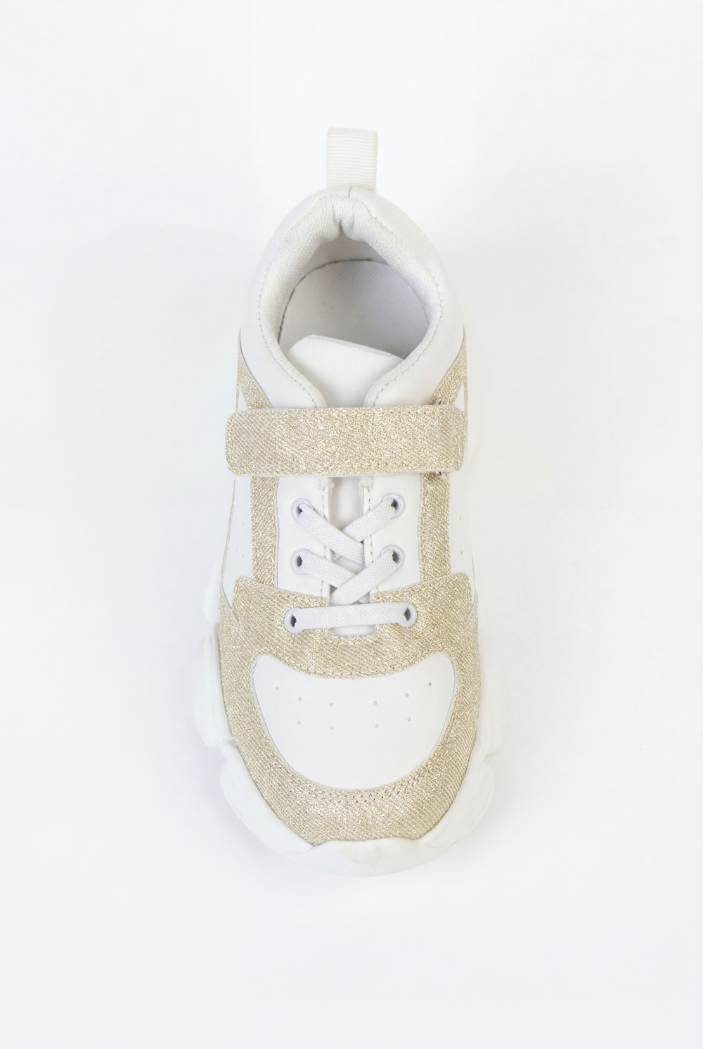 Girl's Sparkly Chunky Trainer Hook And Loop Strap Handy Heel Pull Tab Easy Secure Fit Shoes