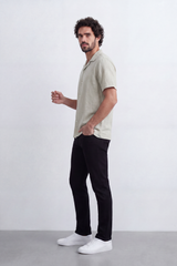 Men's Tomato Store Linen Textured Woven Resort Shirt Camp Collar Crinkle Finish Slim Fit