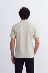 Men's Tomato Store Linen Textured Woven Resort Shirt Camp Collar Crinkle Finish Slim Fit
