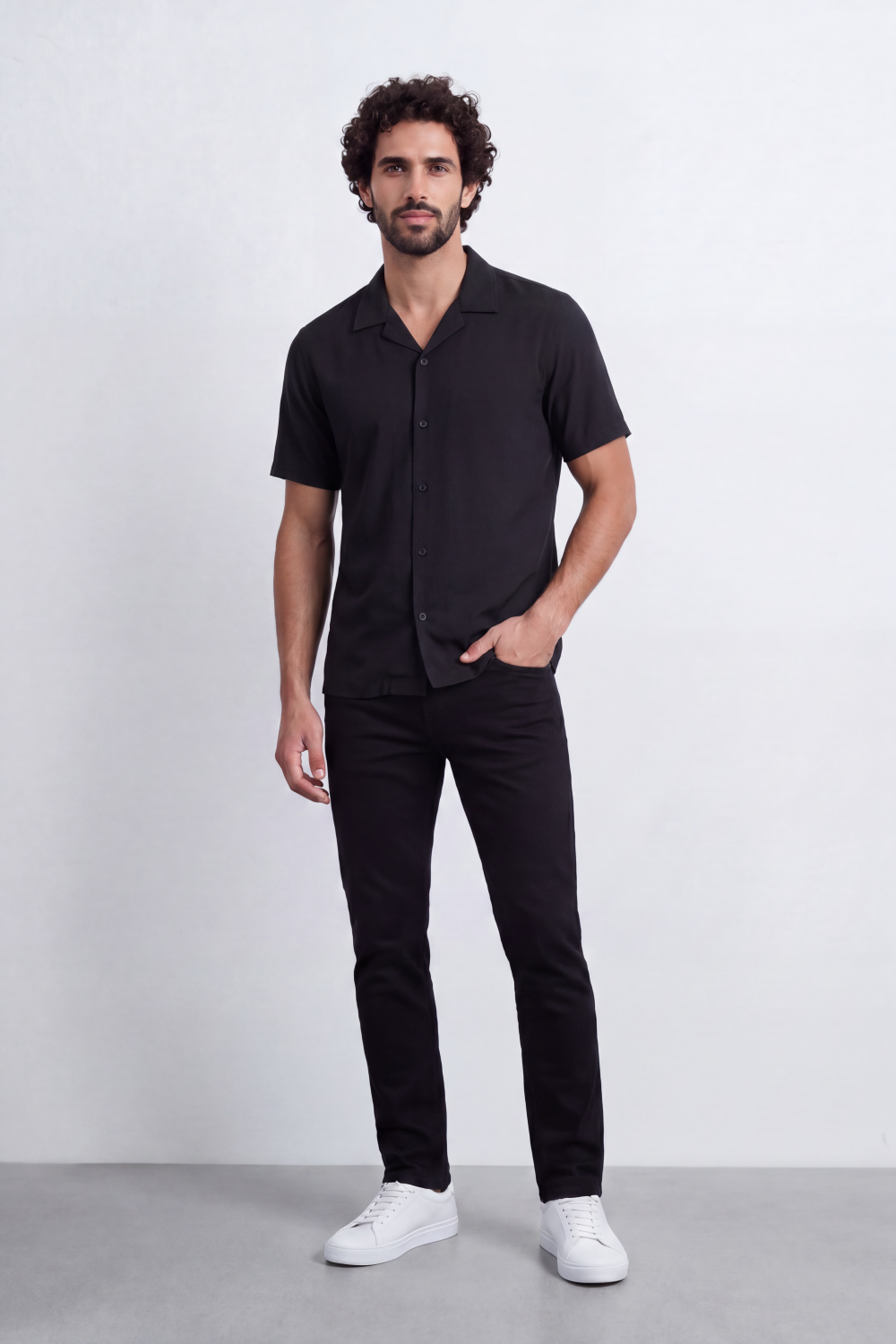 Men's Tomato Store Linen Textured Woven Resort Shirt Camp Collar Crinkle Finish Slim Fit