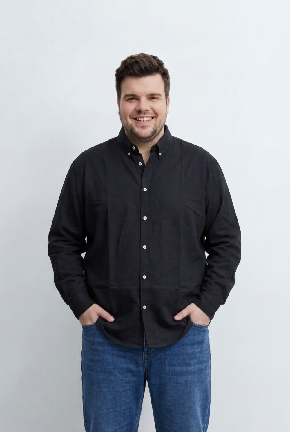Men’s Tomato Store Big Size Button Down Shirt With  Relaxed Fit Classic Collar Design