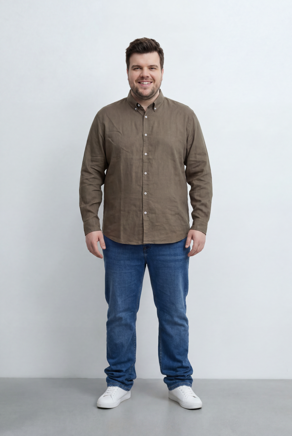 Men’s Tomato Store Big Size Button Down Shirt With  Relaxed Fit Classic Collar Design
