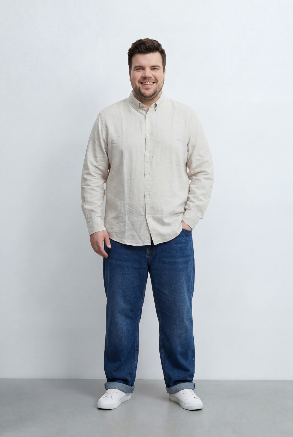 Men’s Tomato Store Big Size Button Down Shirt With  Relaxed Fit Classic Collar Design