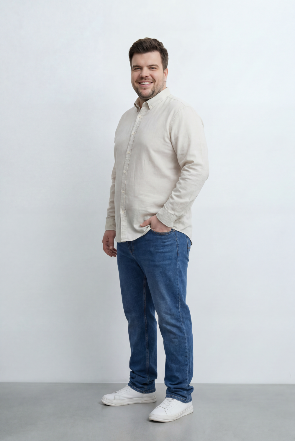 Men’s Tomato Store Big Size Button Down Shirt With  Relaxed Fit Classic Collar Design