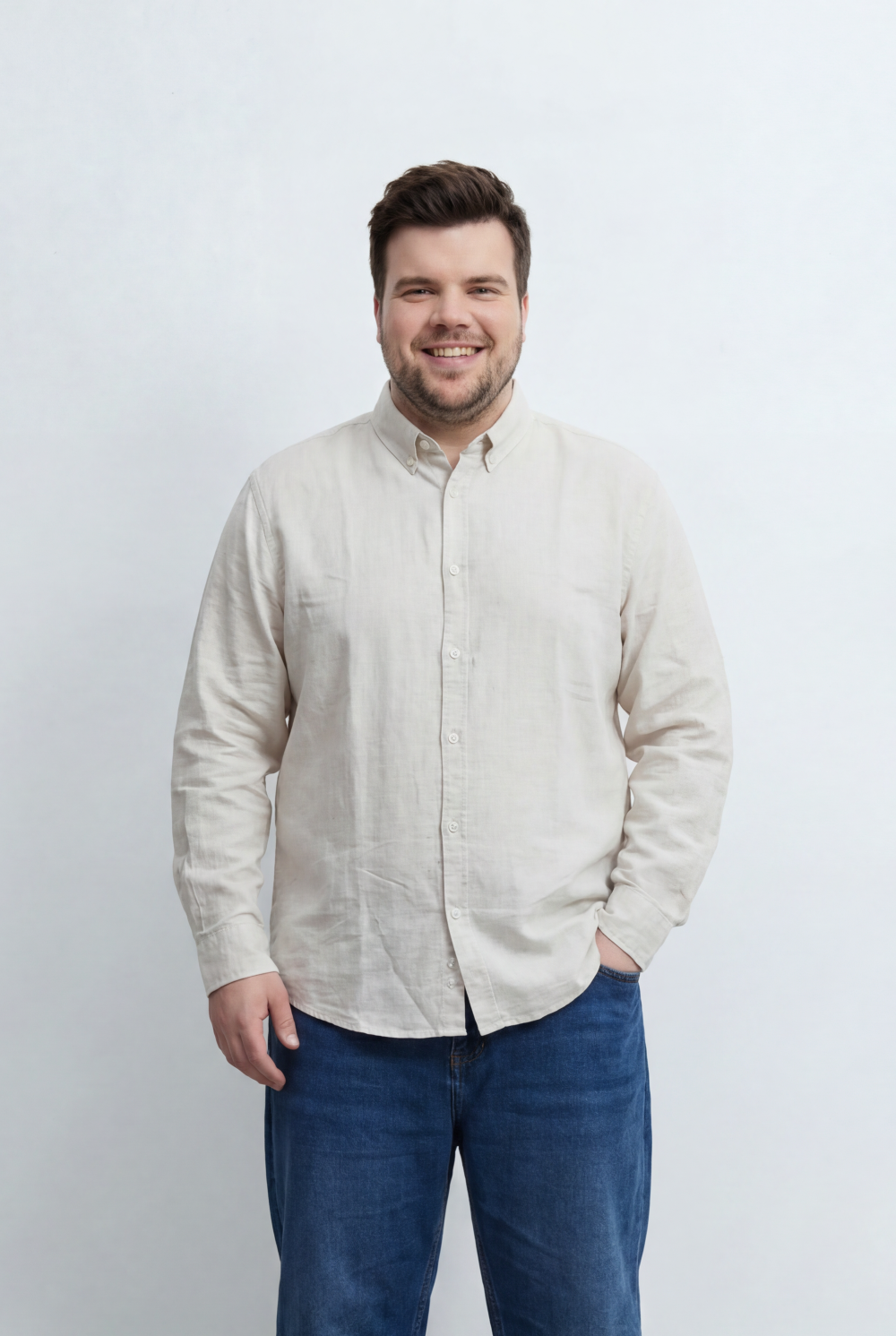 Men’s Tomato Store Big Size Button Down Shirt With  Relaxed Fit Classic Collar Design