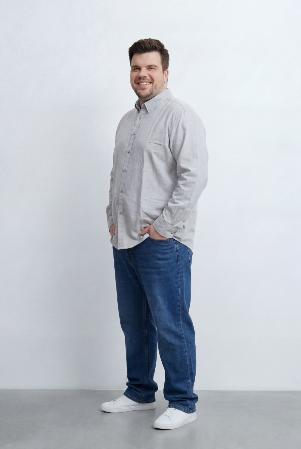Men’s Tomato Store Big Size Button Down Shirt With  Relaxed Fit Classic Collar Design
