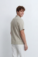 Men’s Tomato Store Resort Shirt Tonal Vertical Stripe Texture Open Collar Design Regular Fit