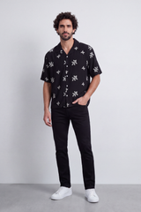 Men's Tomato Store Summer Resort Shirt Camp Collar Botanical Embroidery Relaxed Fit Vacation Style