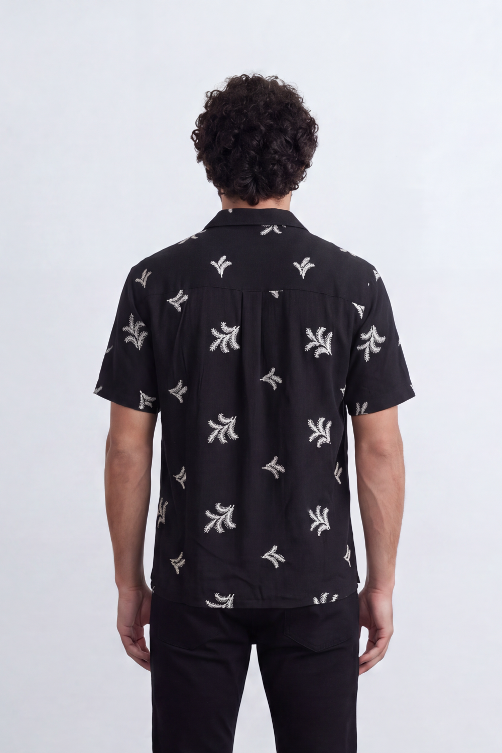 Men's Tomato Store Summer Resort Shirt Camp Collar Botanical Embroidery Relaxed Fit Vacation Style