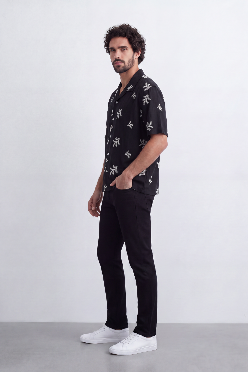 Men's Tomato Store Summer Resort Shirt Camp Collar Botanical Embroidery Relaxed Fit Vacation Style