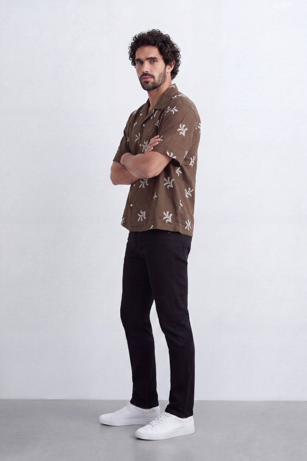 Men's Tomato Store Summer Resort Shirt Camp Collar Botanical Embroidery Relaxed Fit Vacation Style