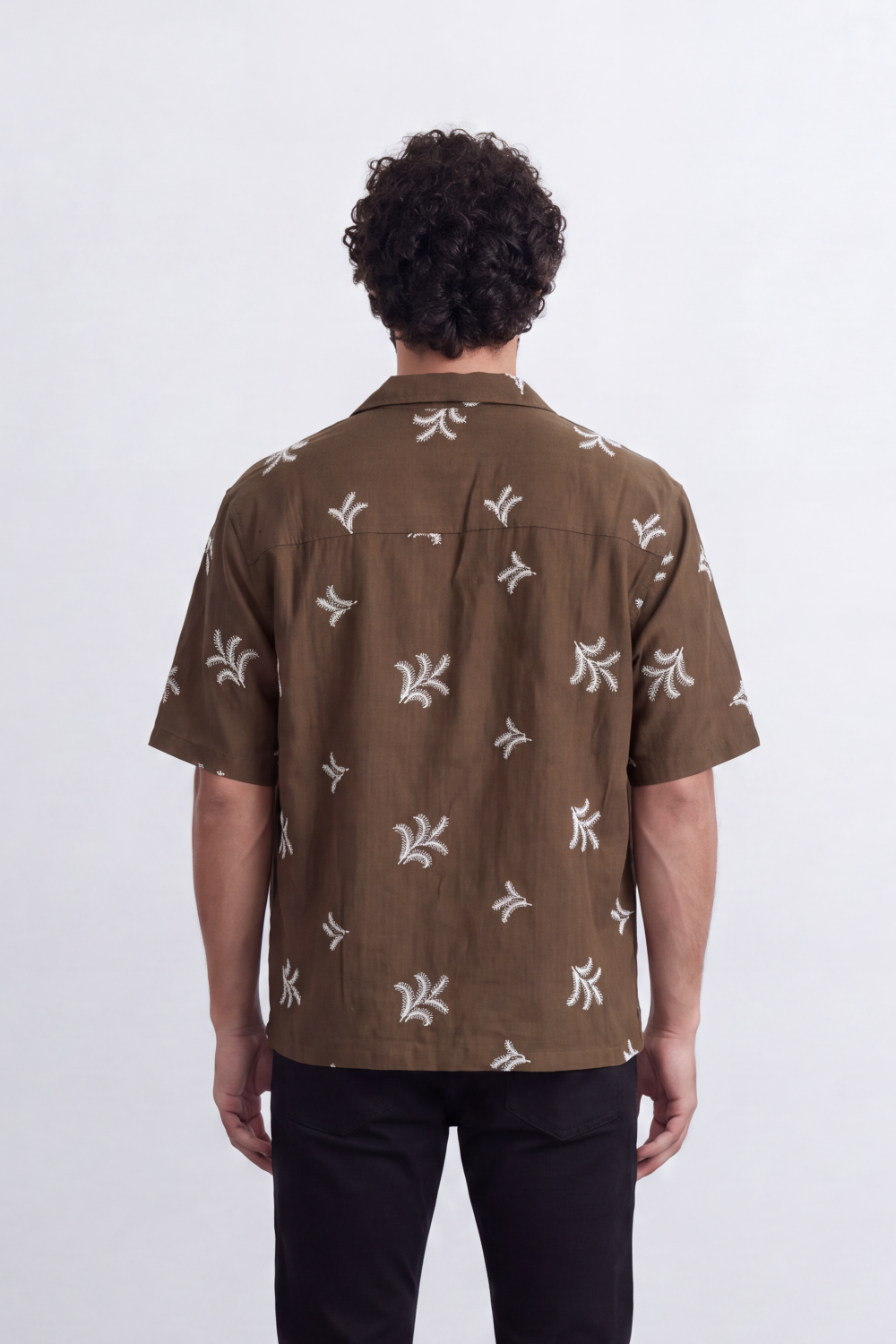 Men's Tomato Store Summer Resort Shirt Camp Collar Botanical Embroidery Relaxed Fit Vacation Style