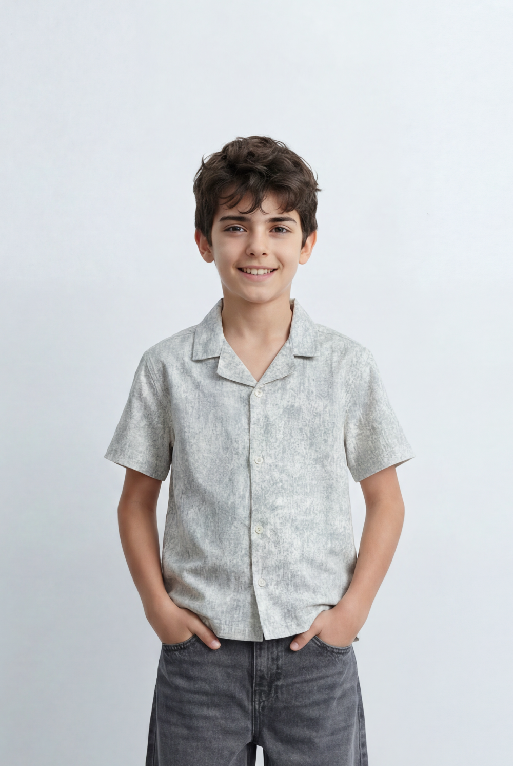 Boy’s Tomato Store Resort Shirt Regular Fit Soft Washed Texture Open Collar Design
