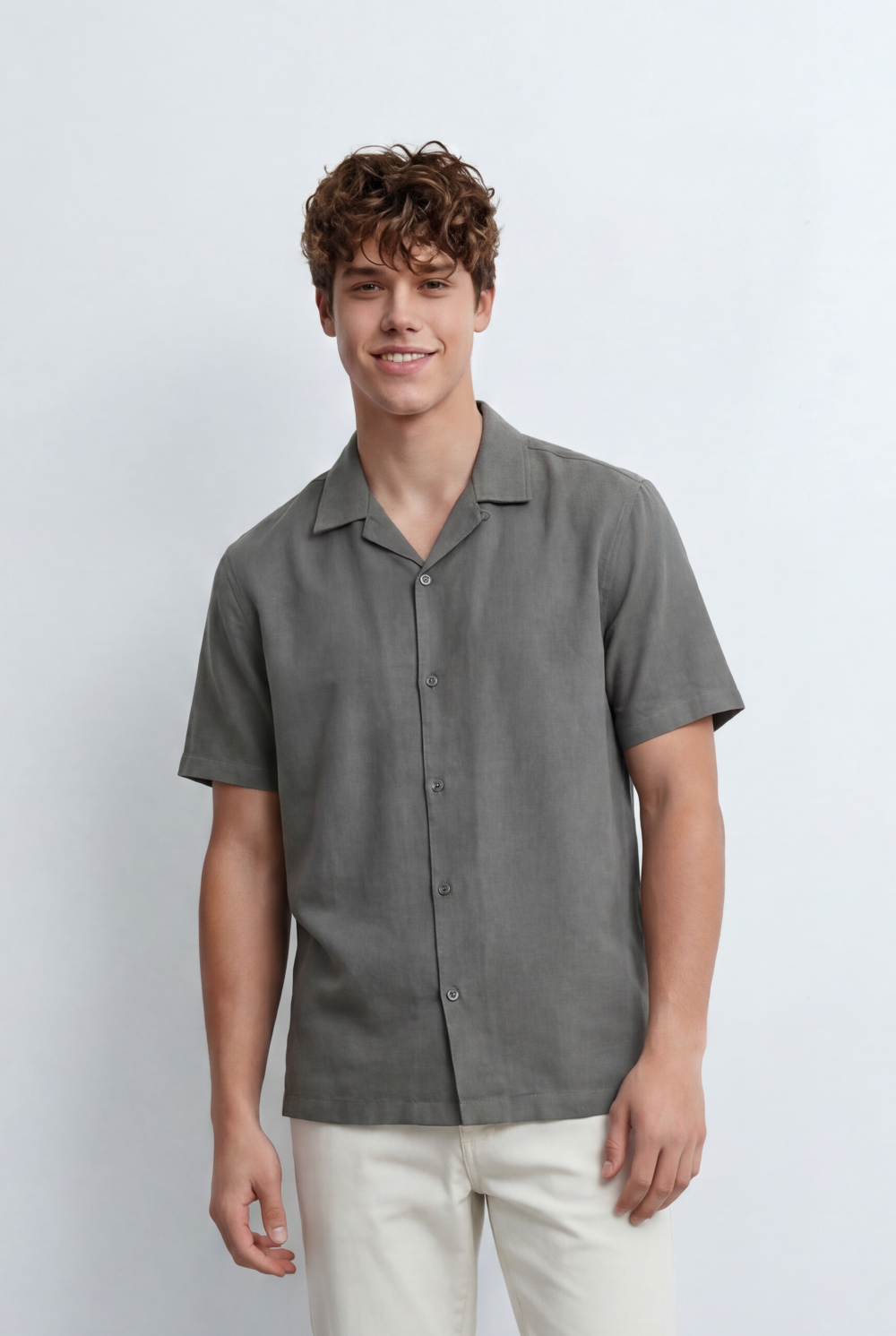 Men’s Tomato Store Resort Shirt Soft Washed Texture Open Collar Design Regular Fit