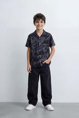 Boy’s Tomato Store Resort Shirt Regular Fit All Over Signature Print Open Collar Design