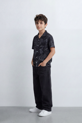 Boy’s Tomato Store Resort Shirt Regular Fit All Over Signature Print Open Collar Design