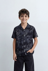 Boy’s Tomato Store Resort Shirt Regular Fit All Over Signature Print Open Collar Design