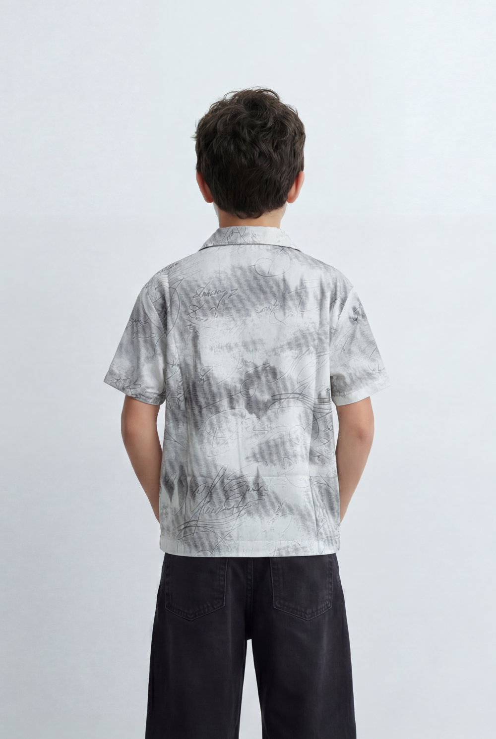 Boy’s Tomato Store Resort Shirt Regular Fit All Over Signature Print Open Collar Design
