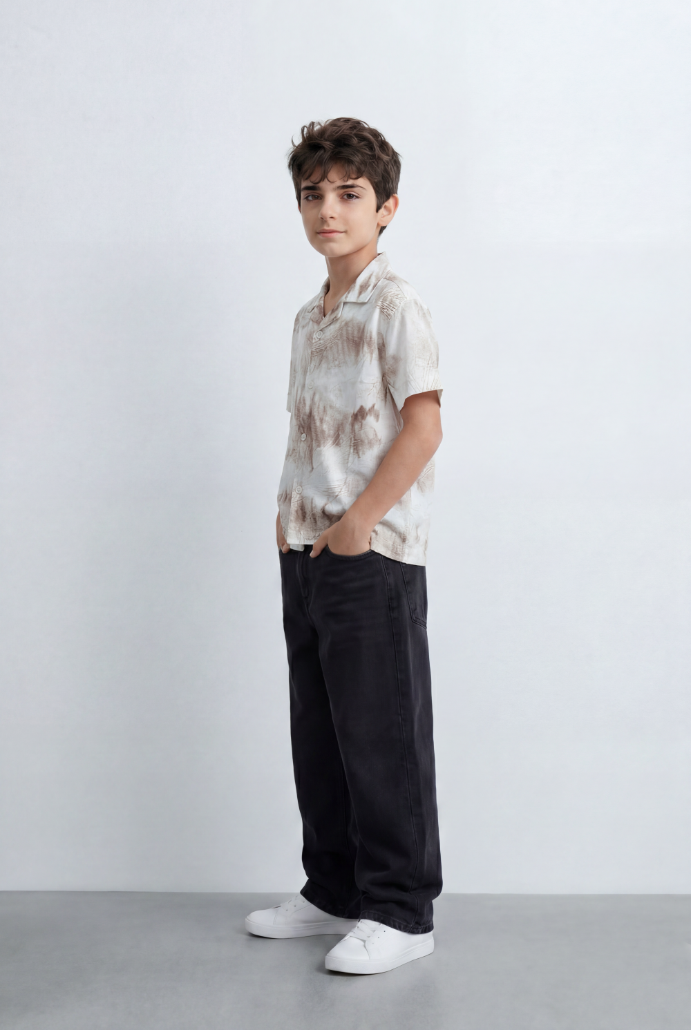 Boy’s Tomato Store Resort Shirt Regular Fit All Over Signature Print Open Collar Design