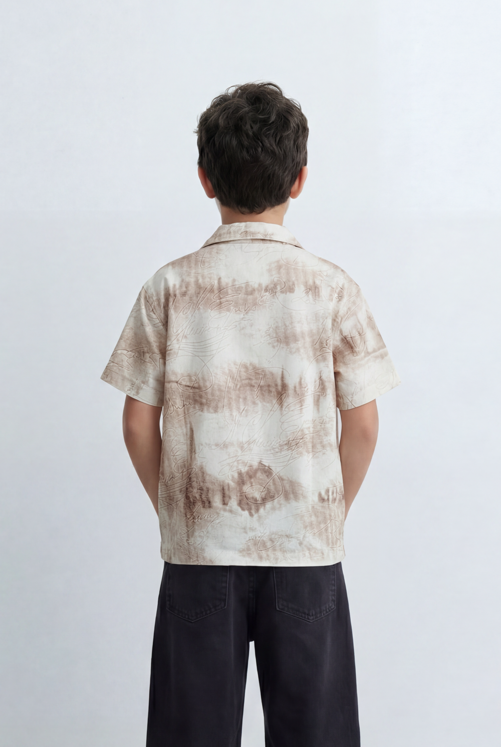 Boy’s Tomato Store Resort Shirt Regular Fit All Over Signature Print Open Collar Design