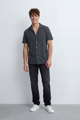 Men’s Tomato Store Short Slevess Brings Refined Textured Geometric Pattern Shirt