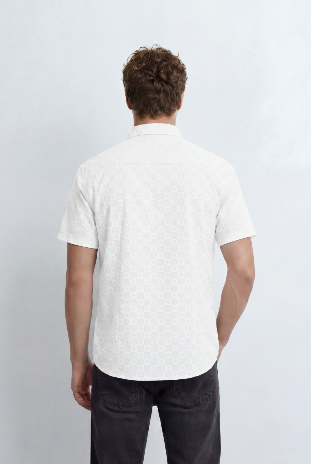 Men’s Tomato Store Short Slevess Brings Refined Textured Geometric Pattern Shirt