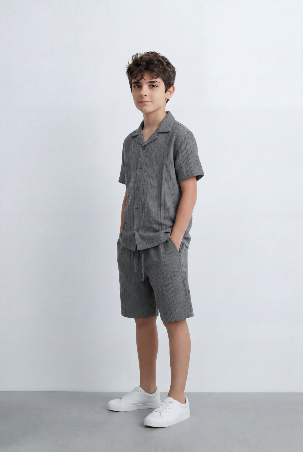 Boy’s Tomato Store Matching Set Featuring Textured Resort Regular Fit Outfit