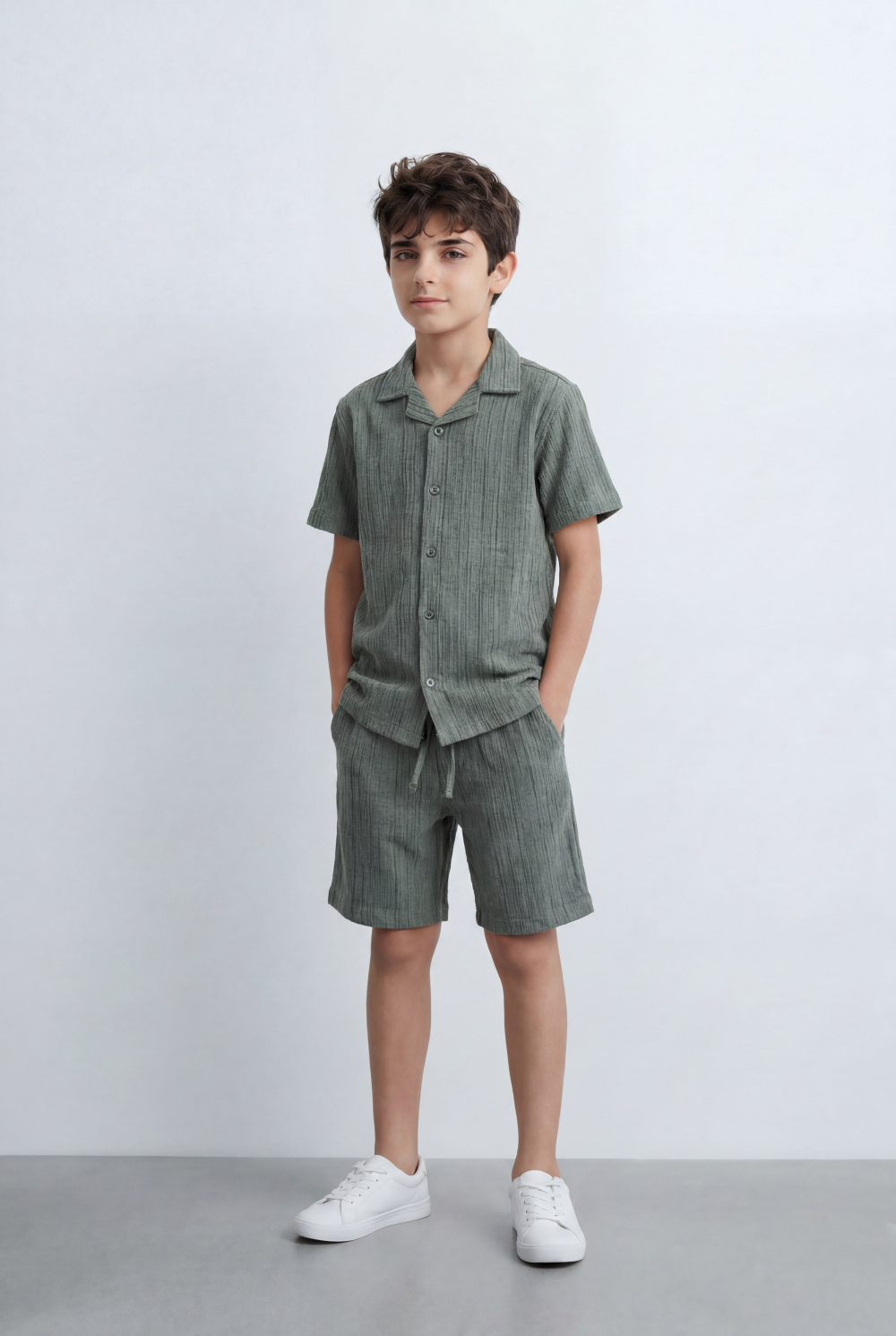 Boy’s Tomato Store Matching Set Featuring Textured Resort Regular Fit Outfit