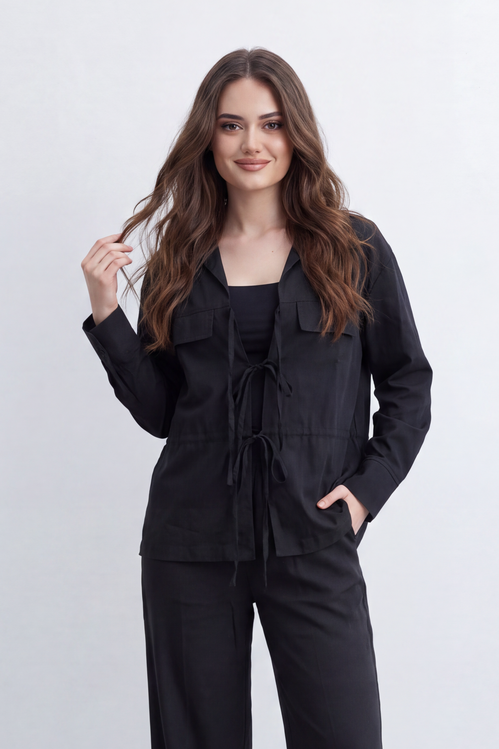 Women's Tomato Store Lightweight Woven Co-Ord Set Utility Pocket Detail Soft Tailored Silhouette Outfit