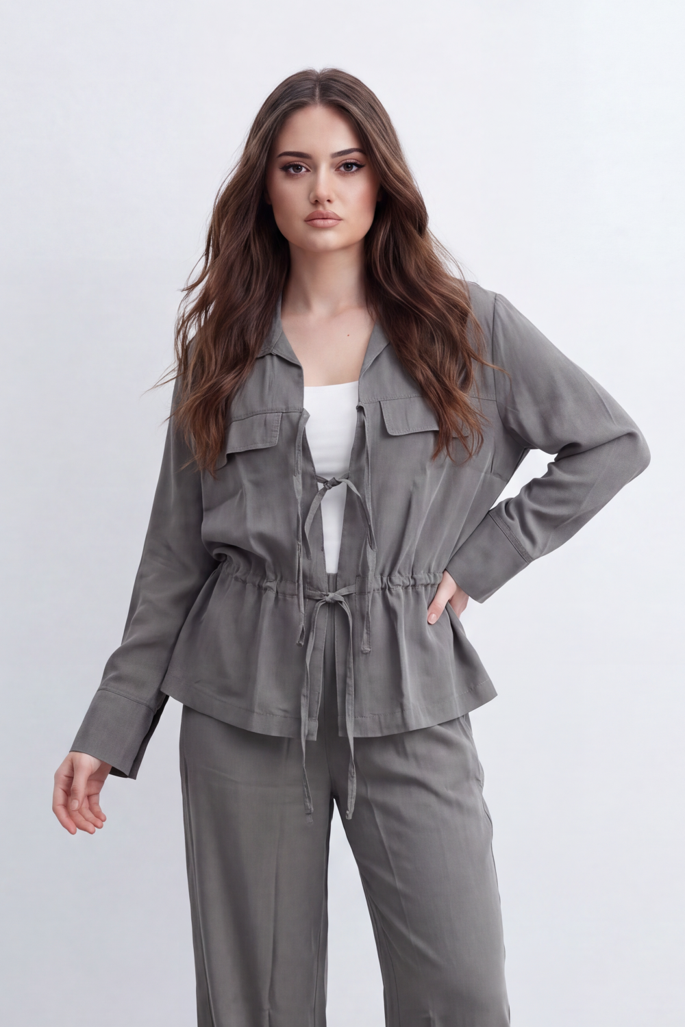 Women's Tomato Store Lightweight Woven Co-Ord Set Utility Pocket Detail Soft Tailored Silhouette Outfit