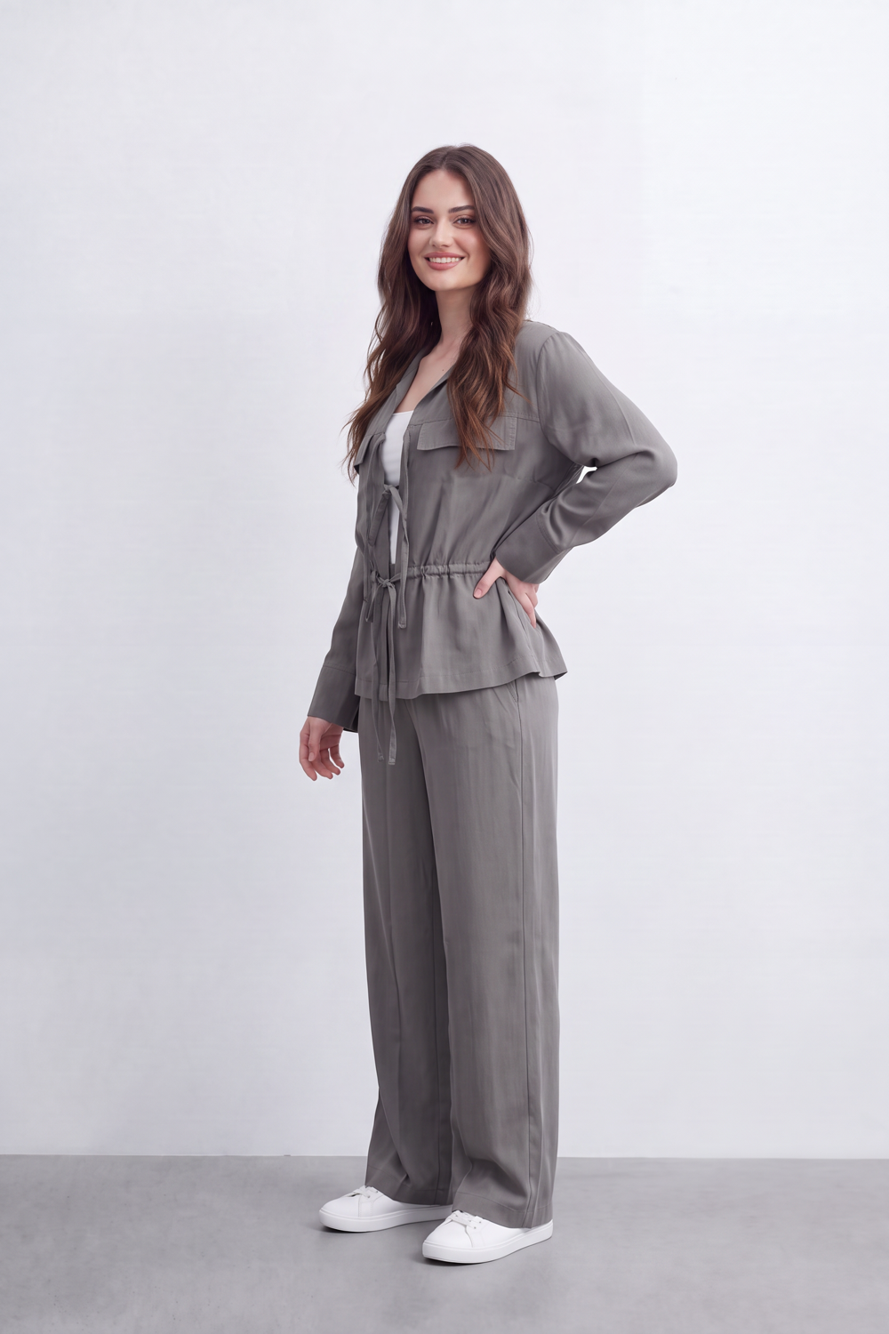 Women's Tomato Store Lightweight Woven Co-Ord Set Utility Pocket Detail Soft Tailored Silhouette Outfit