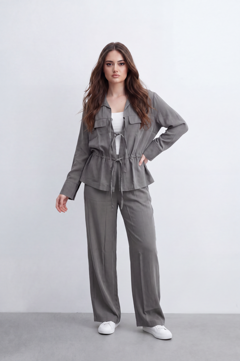 Women's Tomato Store Lightweight Woven Co-Ord Set Utility Pocket Detail Soft Tailored Silhouette Outfit