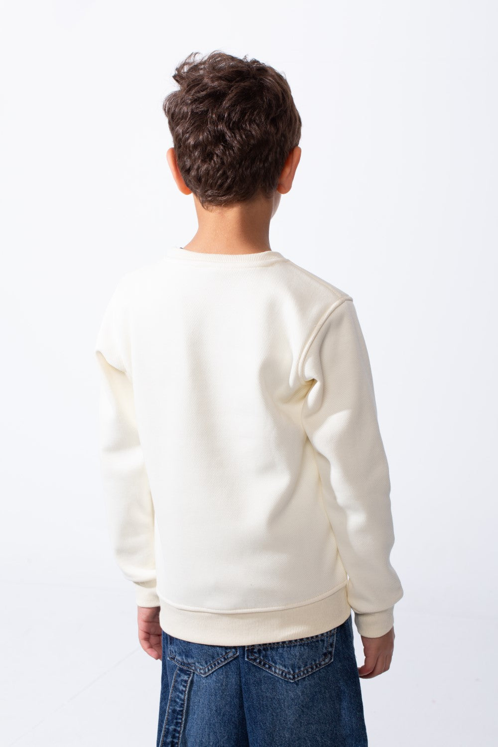 Boy's Good Mood Front Print Crew Neck Slim Fit Sweatshirt