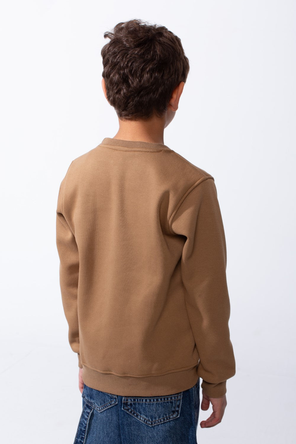 Boy's Good Mood Front Print Crew Neck Slim Fit Sweatshirt