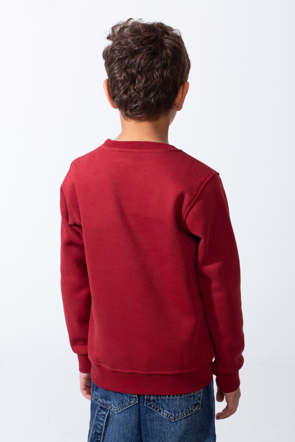 Boy's Good Mood Front Print Crew Neck Slim Fit Sweatshirt