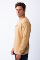 Men's Round Neck With Front Text Print Ribbed Cuffs And Waistband Slim Fit Sweatshirt